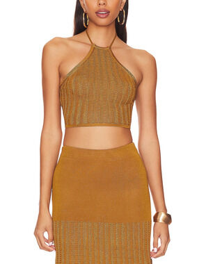 Significant Other Textured Tan Hania Halter Top Size 2